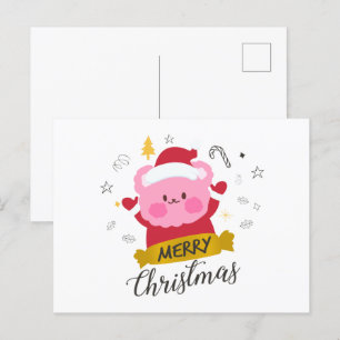smakelijke cartoon voor beer op kerst briefkaart