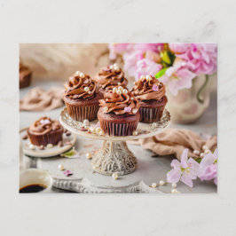 Smakelijke chocolade cupcakes verjaardagstaart feestdagenkaart