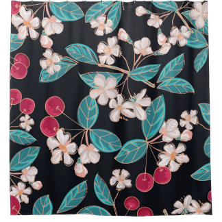 Smakelijke kersen. Naadloze achtergrond van een Douchegordijn