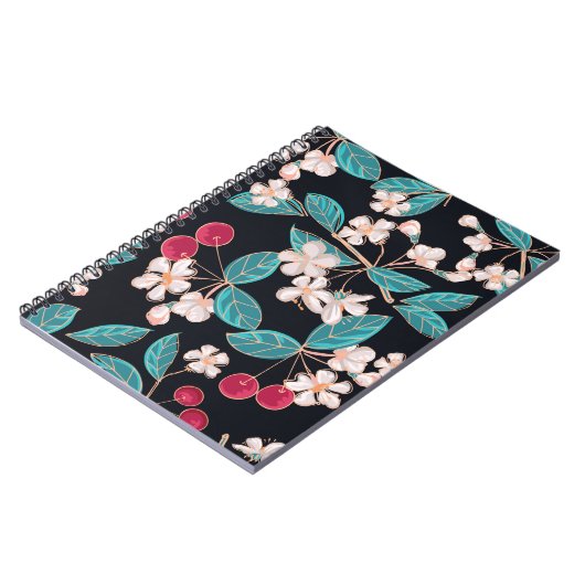 Smakelijke kersen. Naadloze achtergrond van een Notitieboek (Linkerzijde)