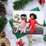 smakelijke moderne kerstfeestdag - visitekaartje briefkaart<br><div class="desc">modern ,  vrolijk schrijven met een afbeelding voor familieredagen en witte tekst</div>