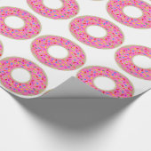 Smakelijke nieuwigheid roze donuts cadeaupapier (Hoek)