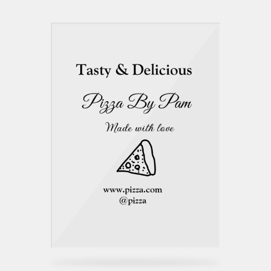 Smakelijke pizza restaurant cafe gemaakt met liefd acryl bord (Voorkant)