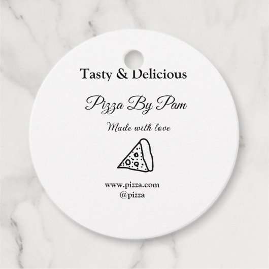 Smakelijke pizza restaurant cafe gemaakt met liefd bedankjes labels (Voorkant)