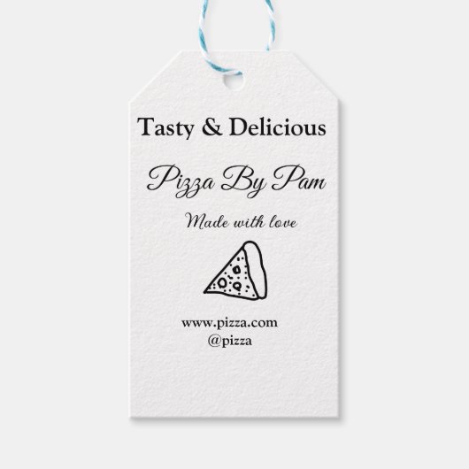 Smakelijke pizza restaurant cafe gemaakt met liefd cadeaulabel (Voorkant)