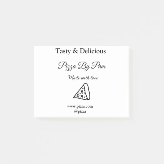 Smakelijke pizza restaurant cafe gemaakt met liefd post-it® notes (Voorkant)