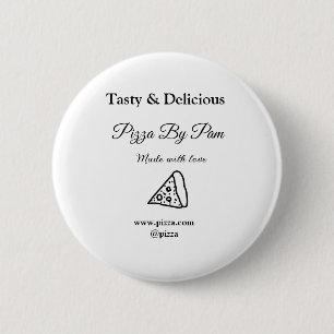 Smakelijke pizza restaurant cafe gemaakt met liefd ronde button 5,7 cm