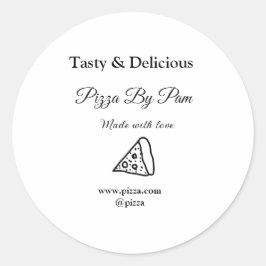 Smakelijke pizza restaurant cafe gemaakt met liefd ronde sticker