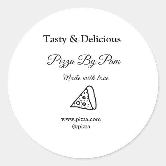 Smakelijke pizza restaurant cafe gemaakt met liefd ronde sticker (Voorkant)
