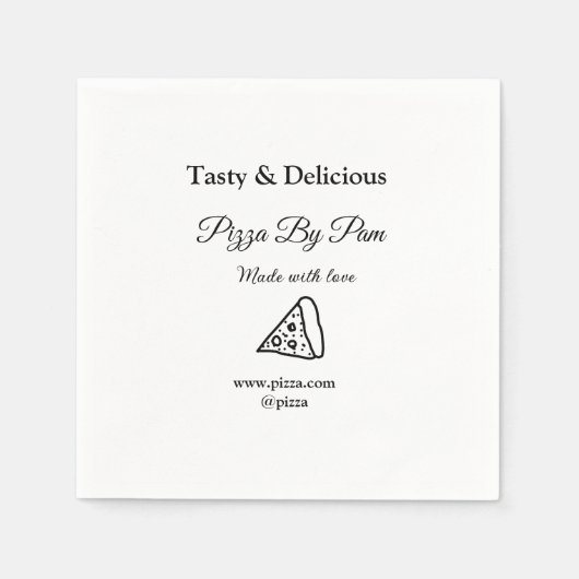Smakelijke pizza restaurant cafe gemaakt met liefd servet (Voorkant)