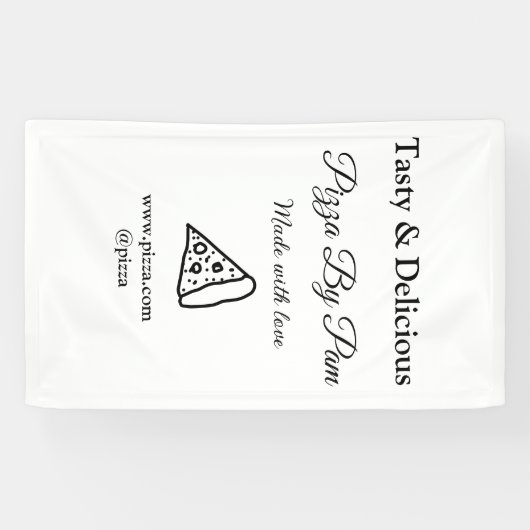 Smakelijke pizza restaurant cafe gemaakt met liefd spandoek (Horizontaal)