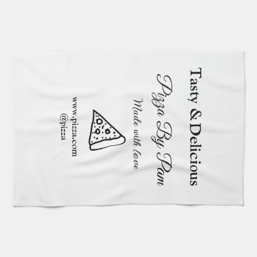 Smakelijke pizza restaurant cafe gemaakt met liefd theedoek (Horizontaal)