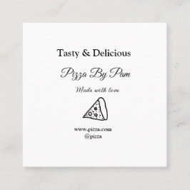 Smakelijke pizza restaurant cafe gemaakt met liefd vierkante visitekaartje