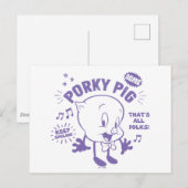 Smakelijke Retro Porky Pig Briefkaart (Voorkant / Achterkant)
