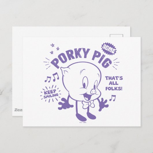 Smakelijke Retro Porky Pig Briefkaart (Voorkant / Achterkant)