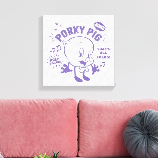 Smakelijke Retro Porky Pig Canvas Afdruk (Insitu (Woonkamer))