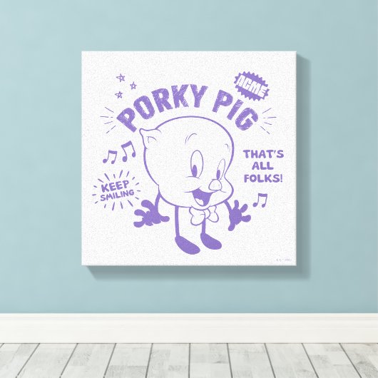 Smakelijke Retro Porky Pig Canvas Afdruk (Insitu (Houten vloer))
