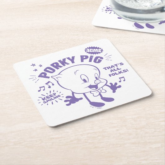 Smakelijke Retro Porky Pig Kartonnen Onderzetters (Schuin)