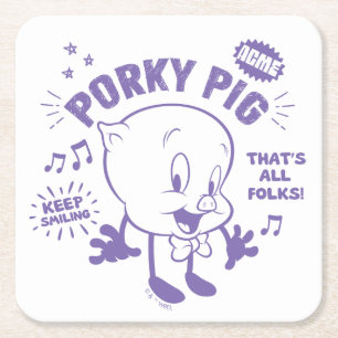 Smakelijke Retro Porky Pig Kartonnen Onderzetters