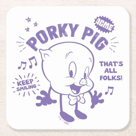 Smakelijke Retro Porky Pig Kartonnen Onderzetters (Voorkant)