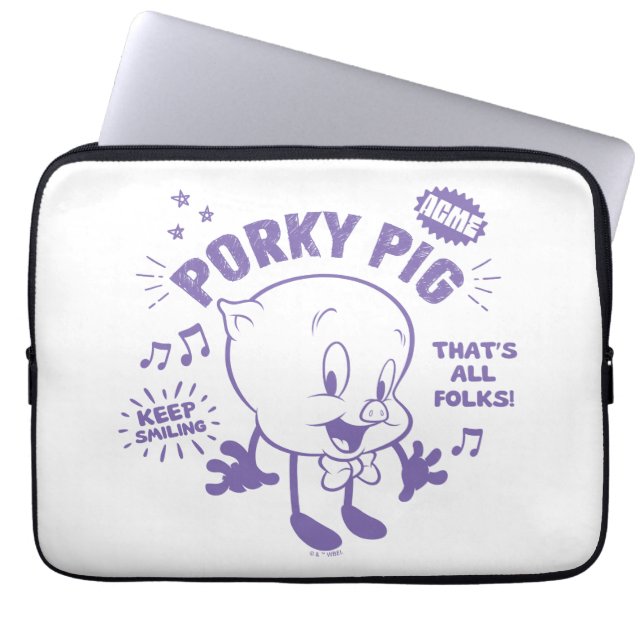 Smakelijke Retro Porky Pig Laptop Sleeve (Voorkant)