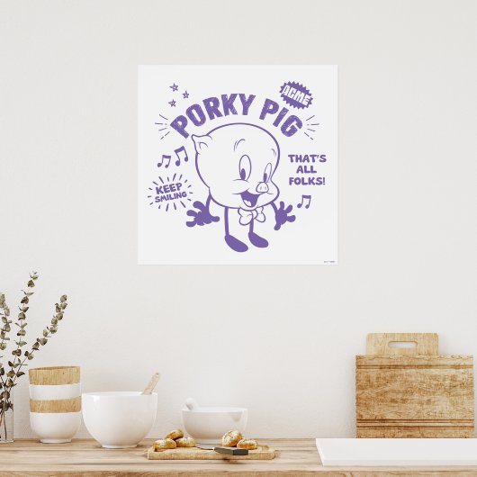 Smakelijke Retro Porky Pig Poster (Keuken)