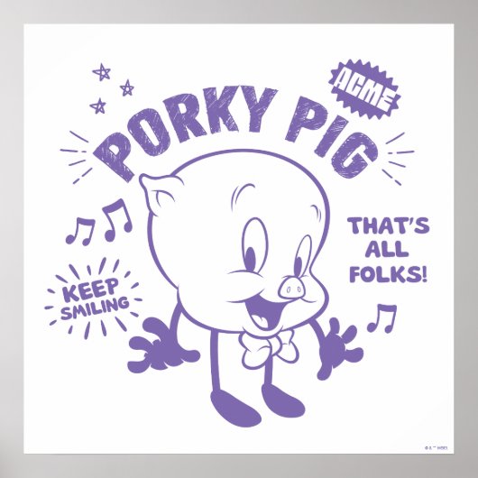 Smakelijke Retro Porky Pig Poster (Voorkant)