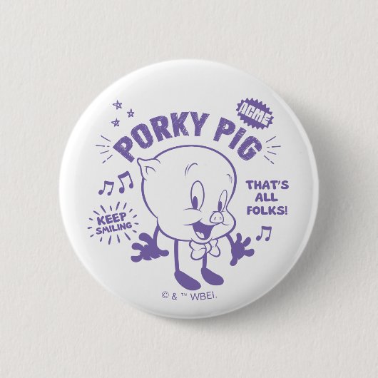 Smakelijke Retro Porky Pig Ronde Button 5,7 Cm (Voorkant)