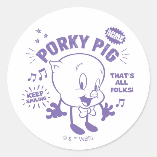 Smakelijke Retro Porky Pig Ronde Sticker (Voorkant)