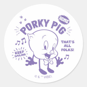Smakelijke Retro Porky Pig Ronde Sticker