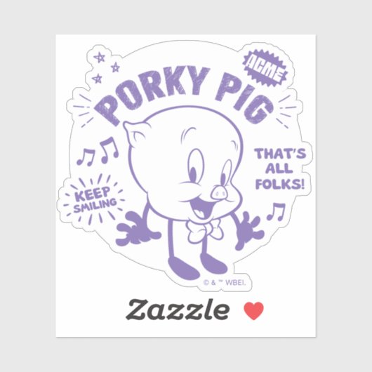 Smakelijke Retro Porky Pig Sticker (Vel)