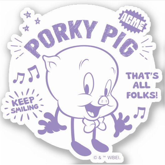 Smakelijke Retro Porky Pig Sticker (Voorkant)