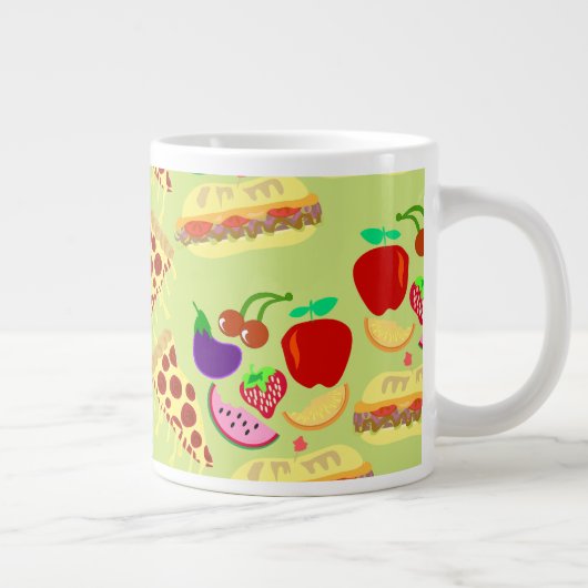 Smakelijke Schattigee voedselpatroon Fun Design Pa Grote Koffiekop (Rechts)