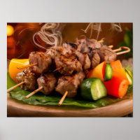 Smakelijke Shish Kebab en gegrilde vleesspiesjes