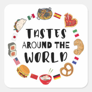 Smaken over de hele wereld vierkante sticker