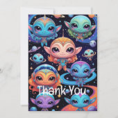 Smal Meerkleurige Buitenaardse Wezens in de Ruimte Bedankkaart (Voorkant)