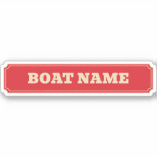 Smalboot kanaalboot aak naam rood gepersonaliseerd sticker