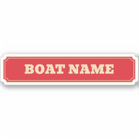Smalboot kanaalboot aak naam rood gepersonaliseerd sticker (Voorkant)