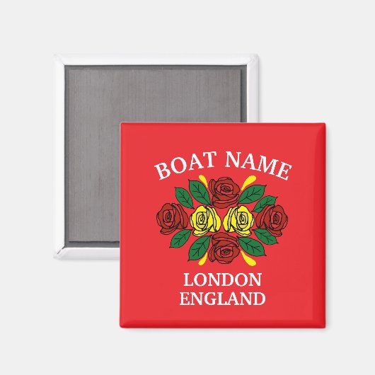 Smalboot Rode Rozen Bootnaam Folk Art Magneet (Voorkant / Achterkant)