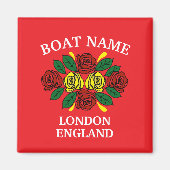 Smalboot Rode Rozen Bootnaam Folk Art Magneet (Voorkant)