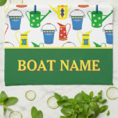 Smalbootpatroon kanaalbootnaam theedoek (Gevouwen)