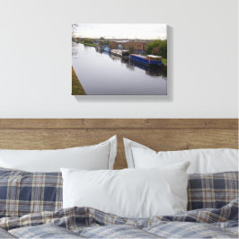 Smalboten op het Knottingley en Goolekanaal Canvas Afdruk