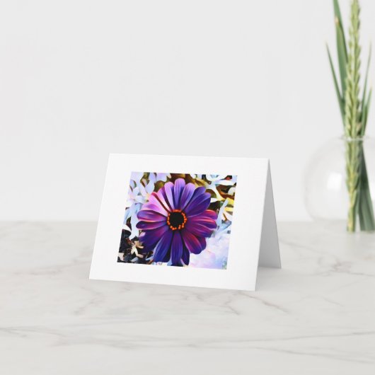 Small, 4" x 5.6" Folded Card. Purple Flower. Bedankkaart (Voorkant)