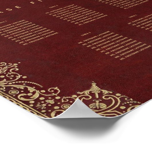 Small 7 Table  Bourgogne Gold Seating Chart Poster (Hoek)