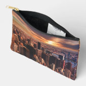Small accessory pouch with city skyline image etui (Open)