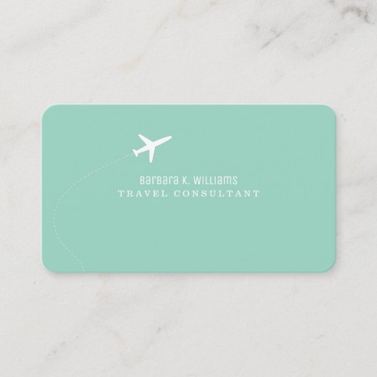 Small Airplane Travel Consultant light-teal  Visitekaartje (Voorkant)