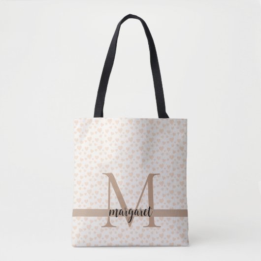 Small All Over Heart Design Big Monogram Tote Bag (Voorkant)