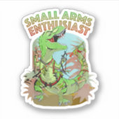 Small Arms Enthusiast Funny T-Rex Dinosaur Gun Sticker (Voorkant)