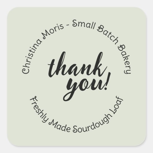 Small Batch Home Bakery Dank Je Patroon Vierkante Sticker (Voorkant)