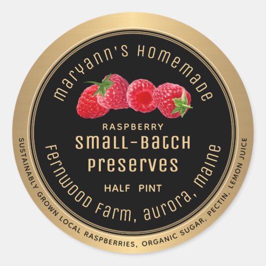 Small Batch Raspberry behoudt metallic Gold Clas Ronde Sticker (Voorkant)